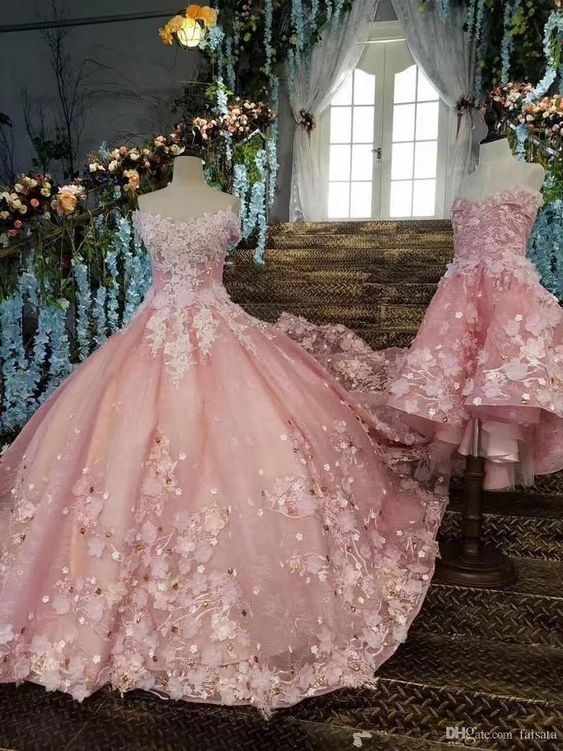 Sweetheart 3D Flowers Blush Pink Detachable 2 Pieces Quinceanera Ball Gown - Click Image to Close