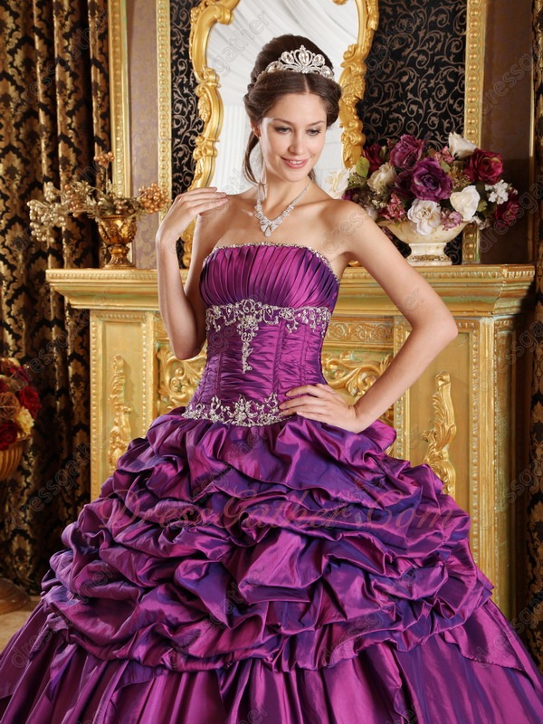 Stylish Corset Back Bright Purple Reflective Taffeta Women Quinceanera ...